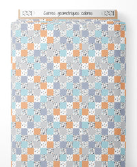 Tissu - Carrés géométriques colorés