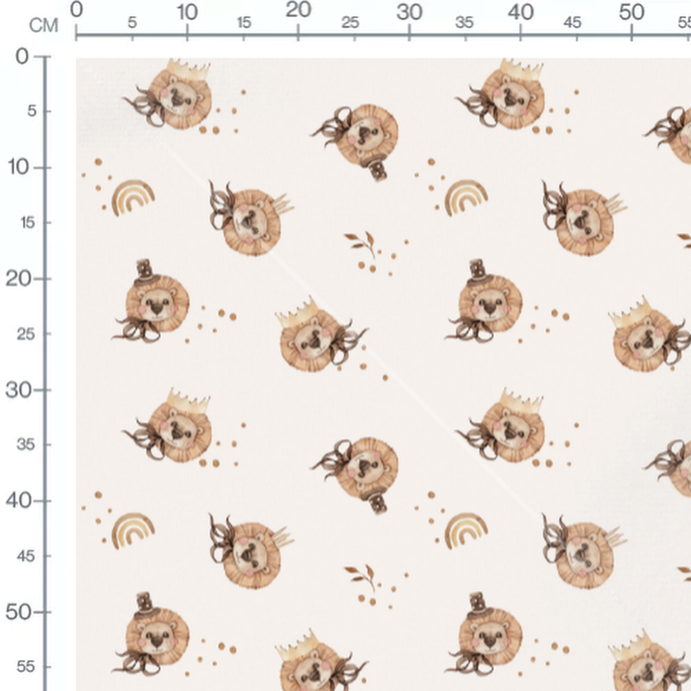Tissu - Lions couronnés sur beige