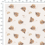 Tissu - Lions couronnés sur beige