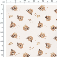 Tissu - Lions couronnés sur beige