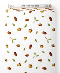 Tissu - Glands verts sur fond blanc
