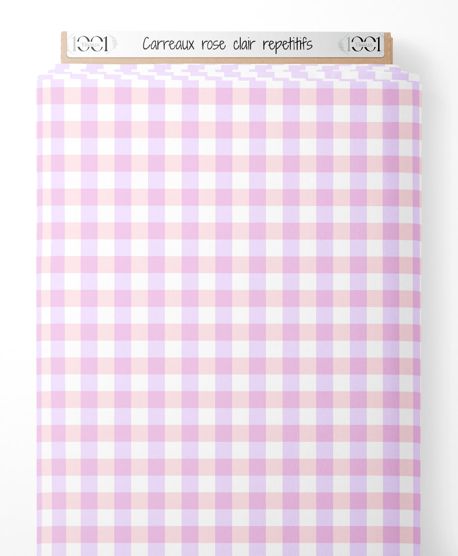 Tissu - Carreaux rose clair répétitifs