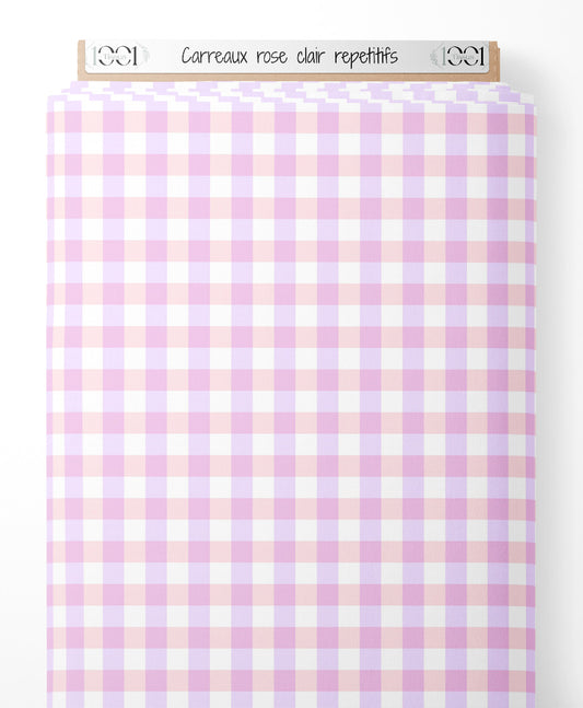 Tissu - Carreaux rose clair répétitifs