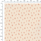 Tissu - Feuilles rouges sur beige