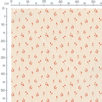 Tissu - Feuilles rouges sur beige