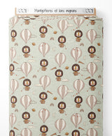 Tissu - Montgolfières et lions mignons