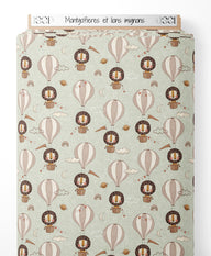 Tissu - Montgolfières et lions mignons