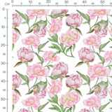 Tissu - Pivoines roses en nuances