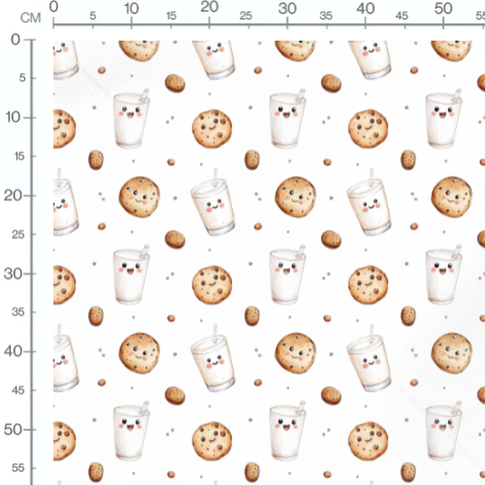 Tissu - Cookies souriants sur blanc