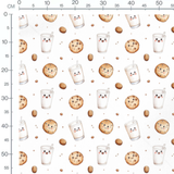 Tissu - Cookies souriants sur blanc