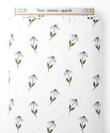 Tissu - Fleurs blanches aquarelle