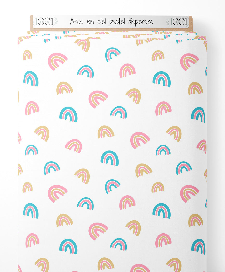 Tissu - Arcs-en-ciel pastel dispersés