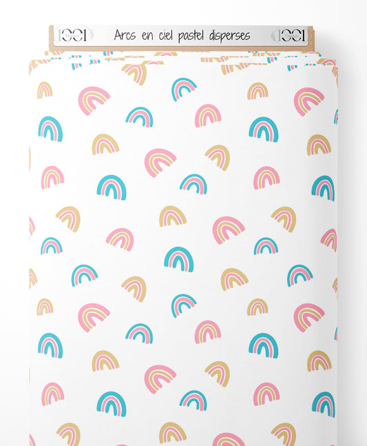 Tissu - Arcs-en-ciel pastel dispersés