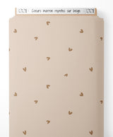 Tissu - Cœurs marron répétés sur beige
