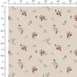 Tissu - Cerises et papillons beige