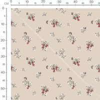 Tissu - Cerises et papillons beige