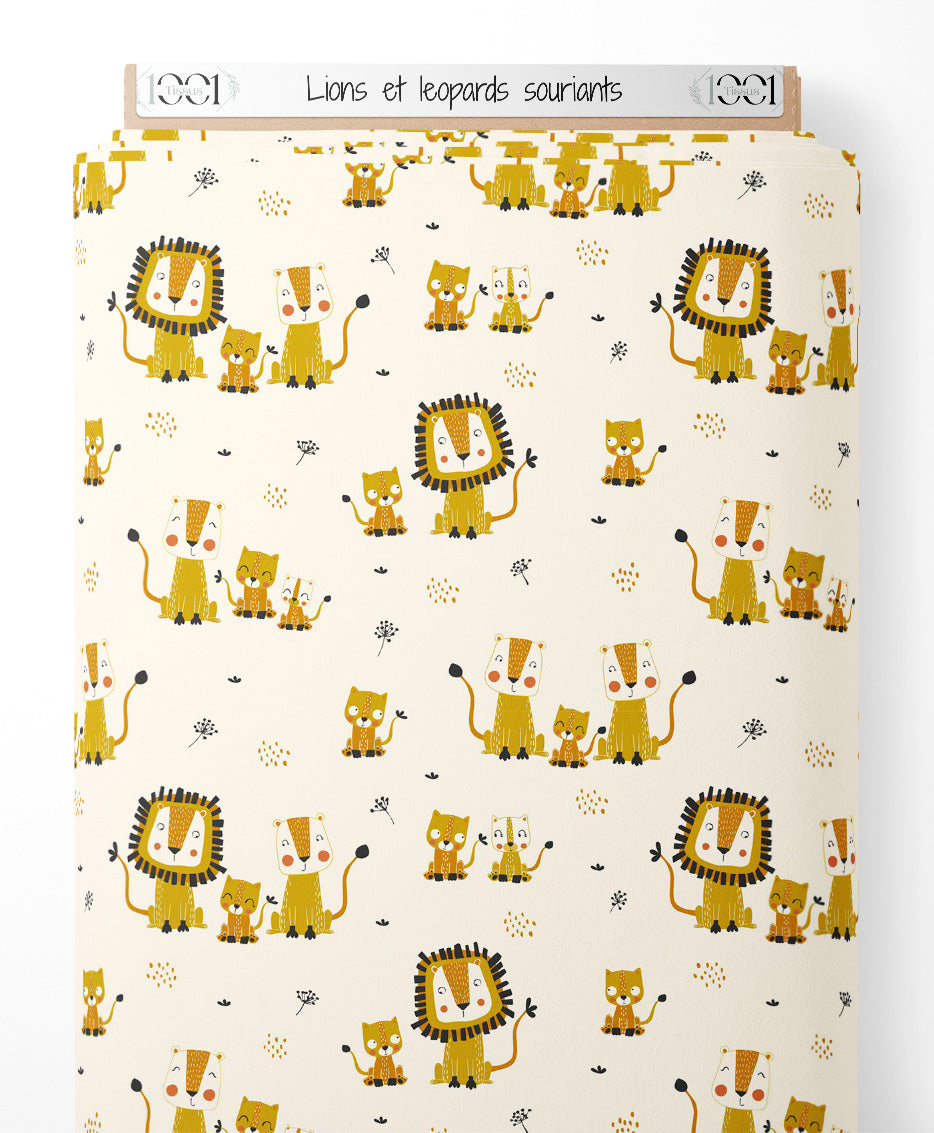 Tissu - Lions et léopards souriants