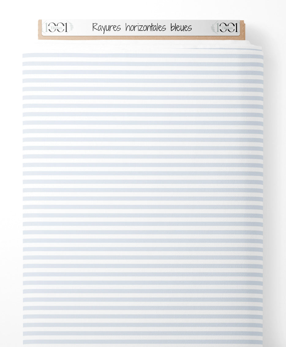 Tissu - Rayures horizontales bleues