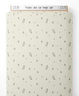 Tissu - Feuilles olive sur beige clair
