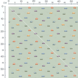 Tissu - Voitures multicolores sur vert