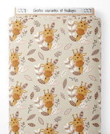 Tissu - Girafes souriantes et feuillages