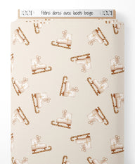 Tissu - Patins dorés avec lacets beige