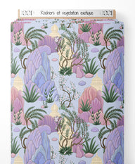 Tissu - Rochers et végétation exotique