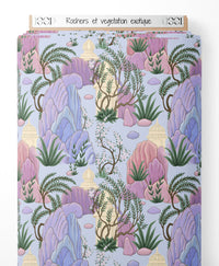 Tissu - Rochers et végétation exotique