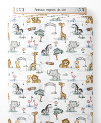 Tissu - Animaux mignons de zoo