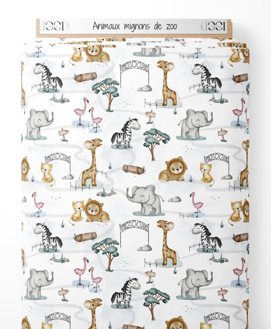 Tissu - Animaux mignons de zoo