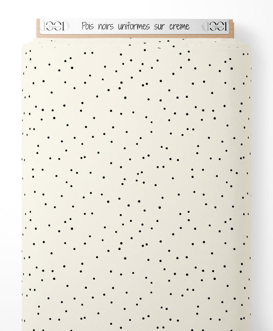 Tissu - Pois noirs uniformes sur crème