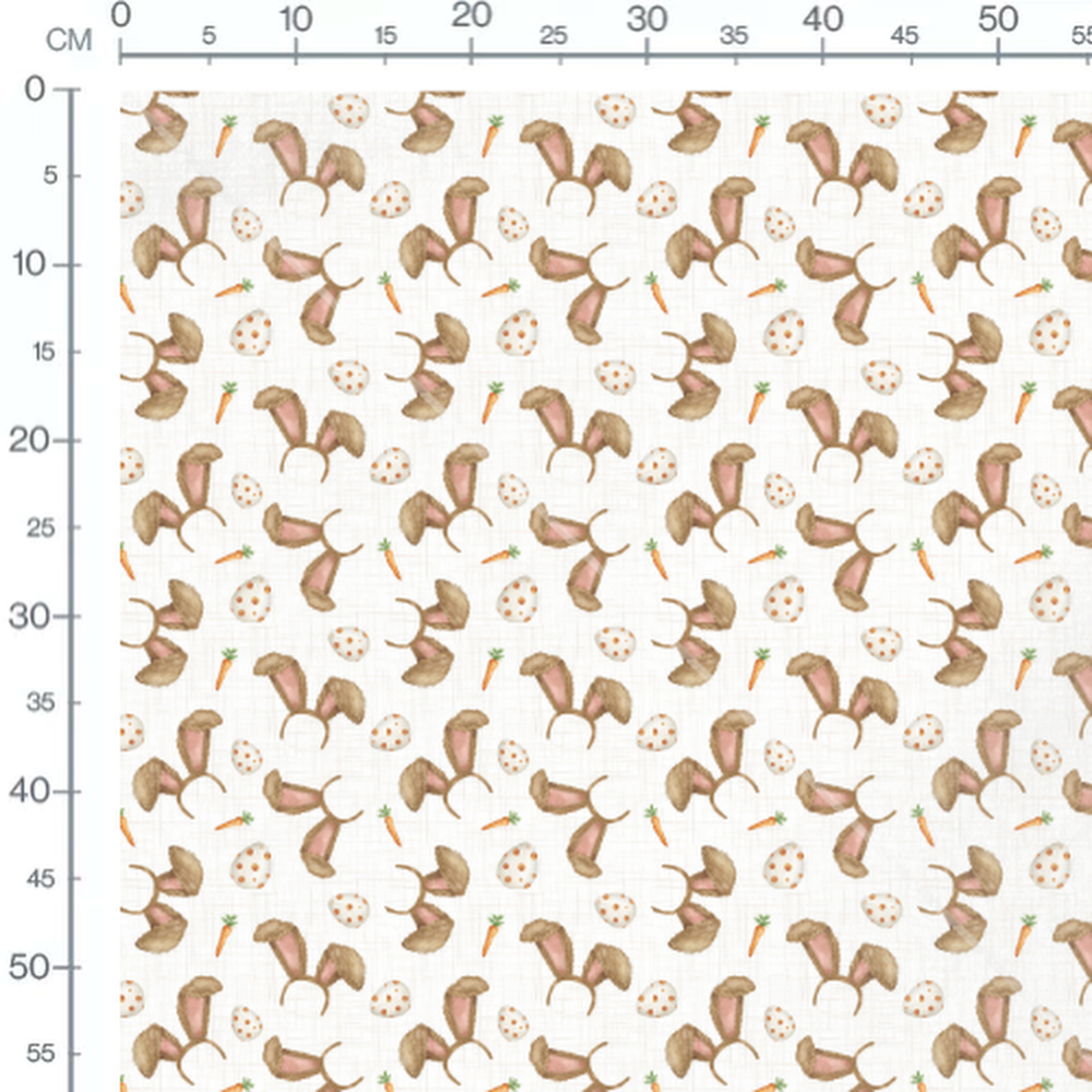Tissu - Oreilles de lapin et carottes