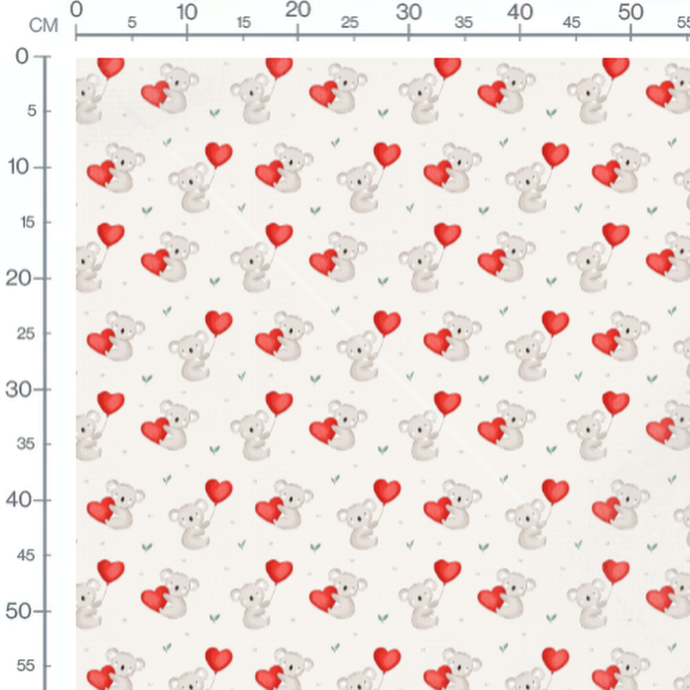 Tissu - Koalas et ballons rouges