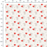 Tissu - Koalas et ballons rouges