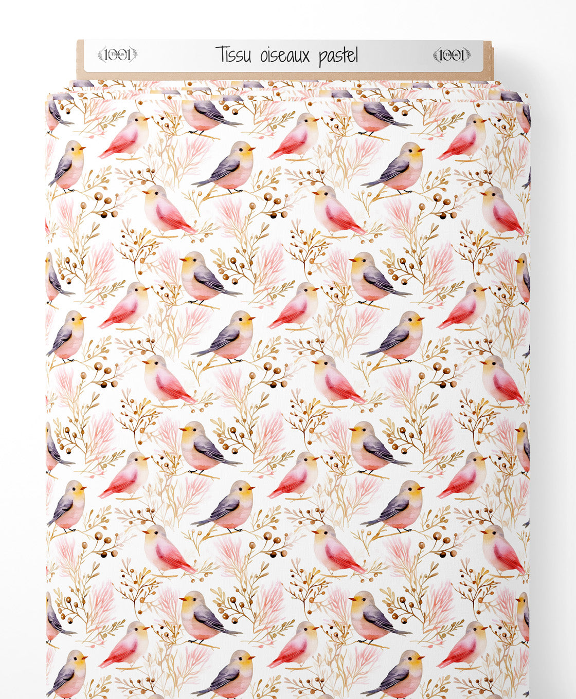 Tissu - oiseaux pastel