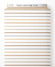 Tissu - Rayures variées beige et gris