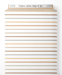Tissu - Rayures variées beige et gris