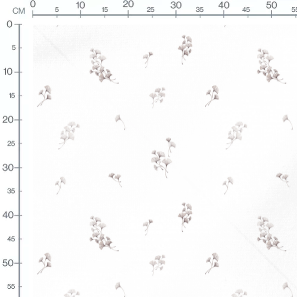 Tissu - Feuilles grises dispersées
