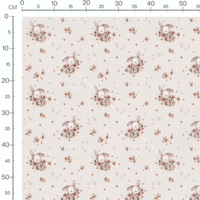 Tissu - Lapins gris et roses pastel