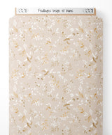 Tissu - Feuillages beige et blanc