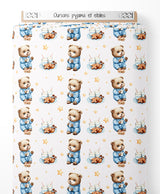 Tissu - Oursons pyjama et étoiles