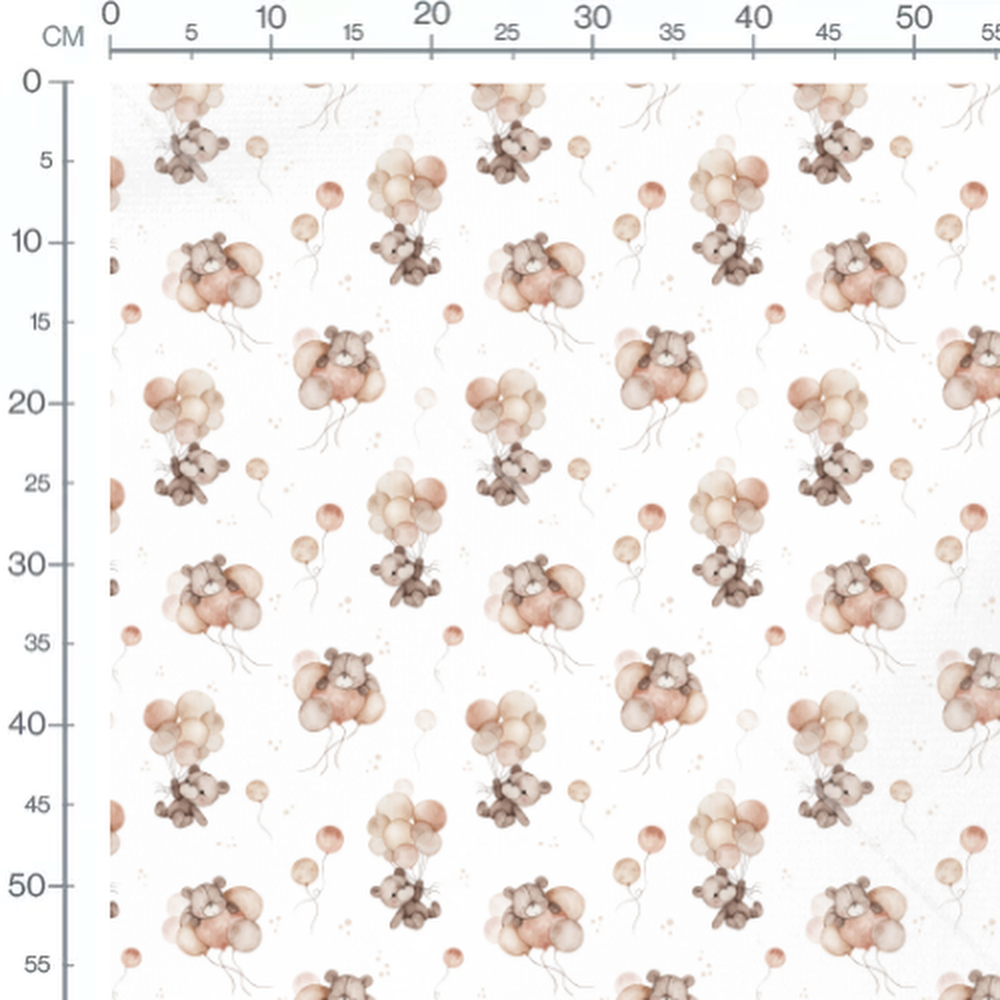 Tissu - Oursons et ballons pastel doux