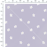 Tissu - Fleurs blanches sur fond mauve