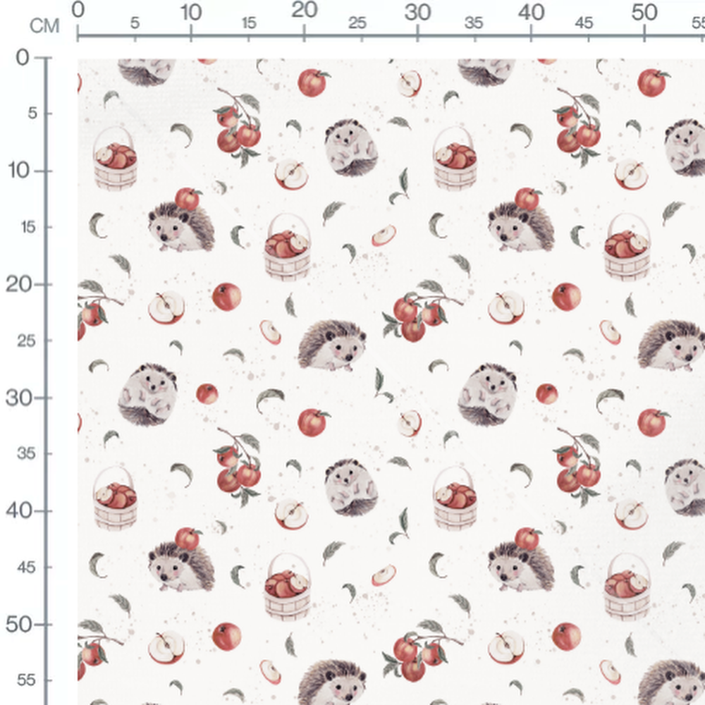 Tissu - Hérissons mignons sur blanc