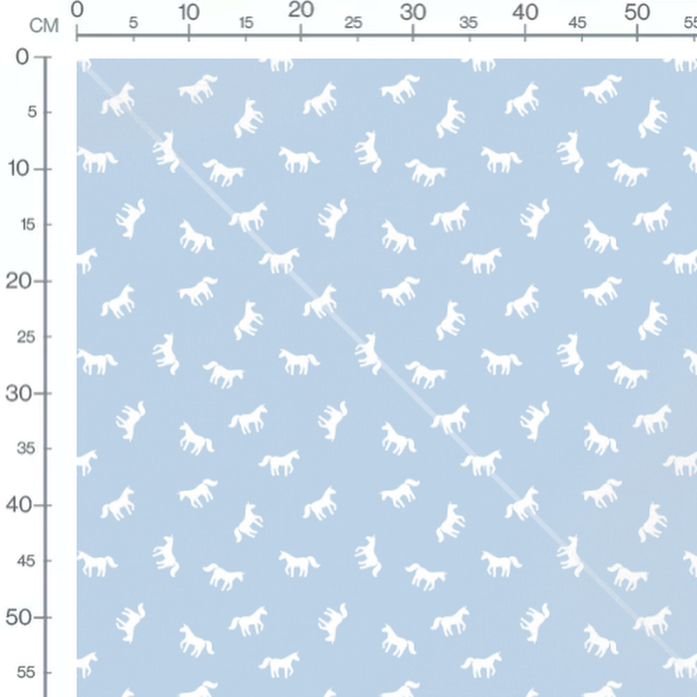 Tissu - Licornes blanches sur bleu