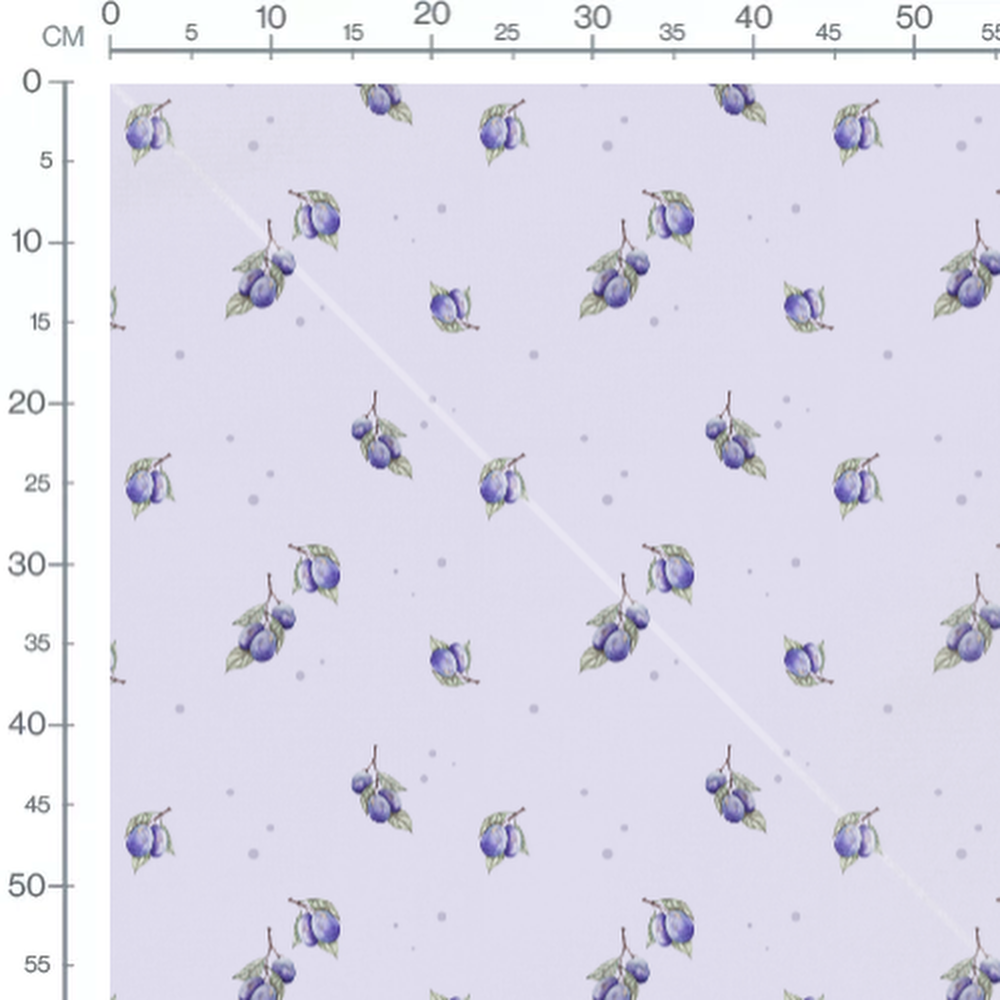 Tissu - Prunes violettes sur fond lilas