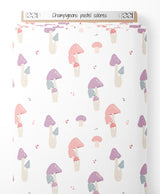 Tissu - Champignons pastel colorés