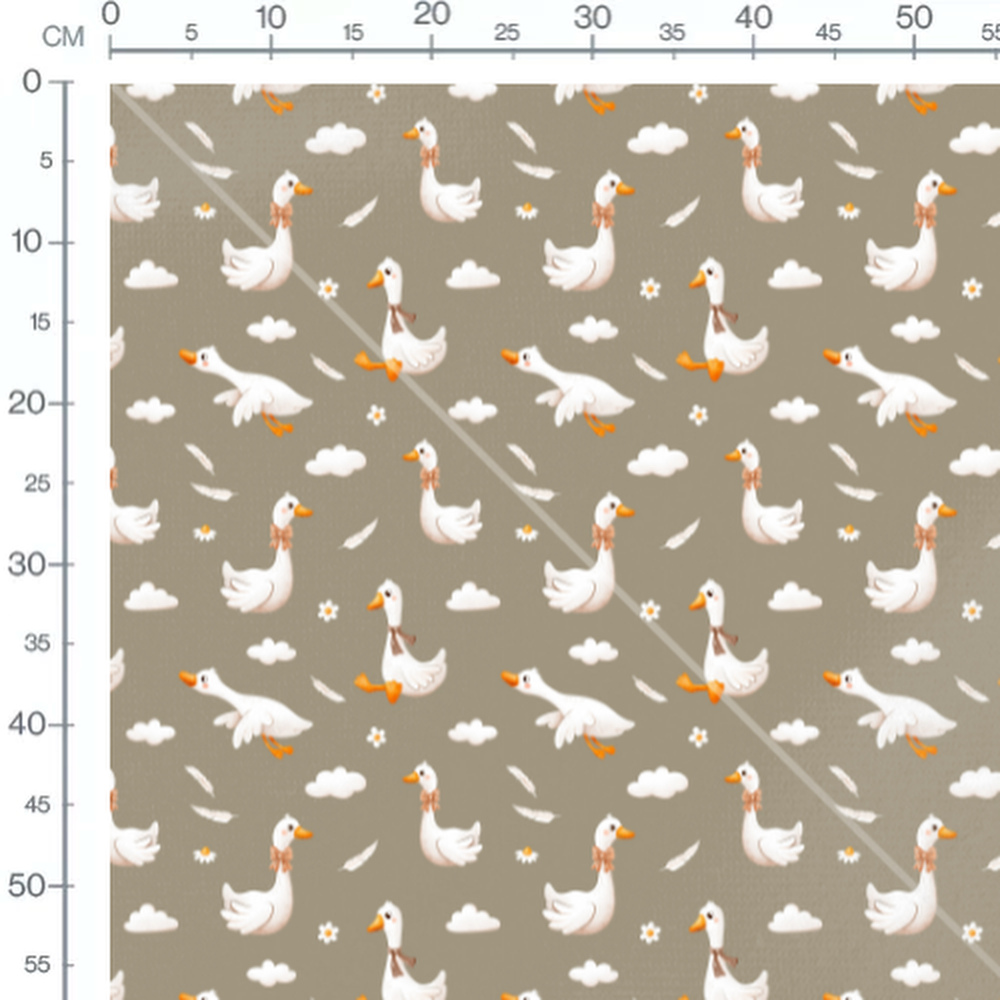 Tissu - Canards et nuages sur fond