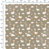 Tissu - Canards et nuages sur fond