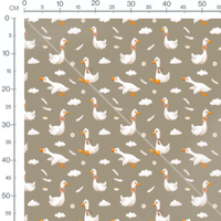 Tissu - Canards et nuages sur fond